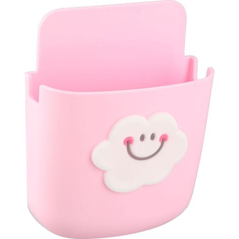 Boîte de Rangement Murale Cartoon avec Port de Chargement - ABS Imperméable, 1L, Rose Nuage, Sans Perçage (1/4)