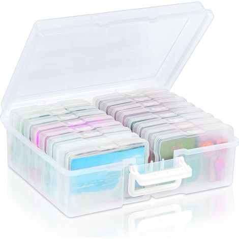 Boîte de rangement transparente 4 x 6 pour 1600 photos, idéale pour ranger objets de loisirs créatifs et porte-clés. Poignée incluse. Grand compartiment intérieur. Boîte de rangement en plastique pour (1/5)