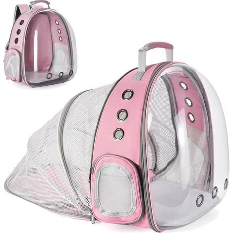 Sac à Dos Chat Chien.Sac Transport pour Chien Chat pour Petits Chats Chiens.Sac à Bulles pour Chat et Chien avec fenêtre Frontale Transparente et Dos Extensible,idéal pour Voyage (Rose Clair) (1/5)