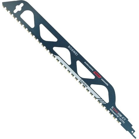 Lame de scie sabre en acier au carbure de tungstène pour métal, bois, pierre, accessoires de scie sabre pour béton cellulaire, brique, béton, plaque de ciment, longueur (455mm) (1/2)