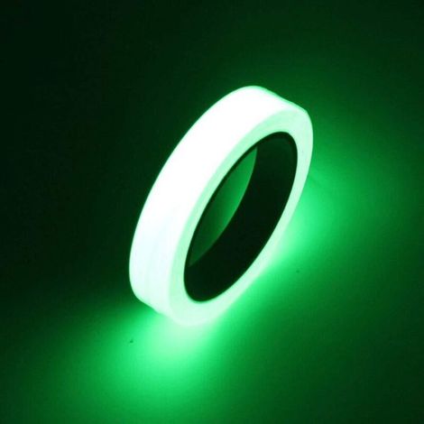 10 m x 1 cm fluoreszierendes, selbstklebendes Klebeband, phosphoreszierendes Klebeband, hellgrünes phosphoreszierendes Sicherheitsklebeband, abnehmbar, wasserfest, photolumineszierend