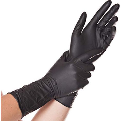 NITRILE GANTS DE SAFE LONG, NON POUDRÉS, 30 CM NOIR BLEU BLANC, 10 X 100 PIÈCES FRANZ MENSCH 270538