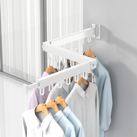 360° Rotary Extendable Clothes Airer for Balcony, Laundry, Bathroom, Bedroom (White, Three Ply) (1/5)