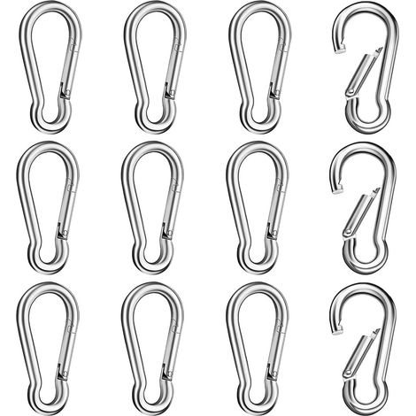 Ganchos de presión de acero inoxidable 304 de 12 piezas, ganchos de presión con resorte, ganchos de resorte sin ojales de alta resistencia, para deportes, rascadores de llaves, cierres de seguridad. (1/5)