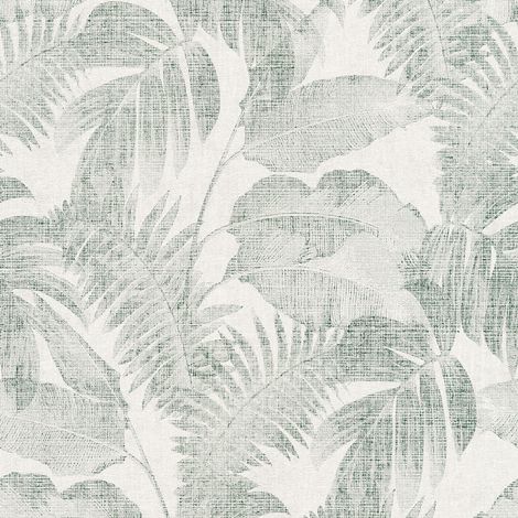 BRICOFLOR Papier peint tropical | Papier peint blanc & vert | Papier peint feuille vintage | Papier peint couloir, chambre & salle de bain - 10,05 x 0,53 m (1/5)