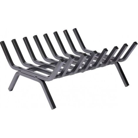 Grille porte bûches acier forgé 8 barreaux 40x35x15 cm – Support bois pour foyers ouverts – Design robuste et durable (1/4)