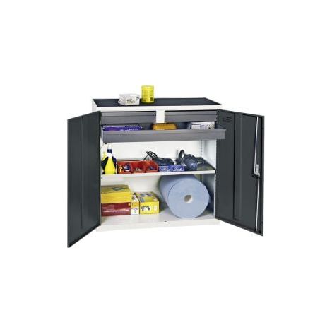 Armadio porta-utensili e materiali Stumpf serie 3000 grigio chiaro / grigio antracite + 2 cassetti 100 mm + 1 cassetto 100 mm continuo + 1 ripiano estraibile - 3007371