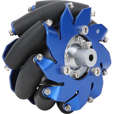 Roue Mecanum 4 pouces gauche en aluminium avec rouleaux en caoutchouc TPU - Accessoires pour robots industriels (1/5)