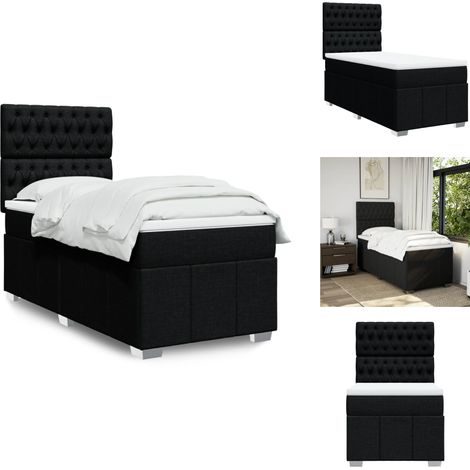 Sommier à lattes de lit avec matelas Noir 100x200 cm Tissu - Sommier À Lattes De Lit - Sommiers À Lattes De Lit - Lit - Meuble De Chambre À Coucher (1/5)