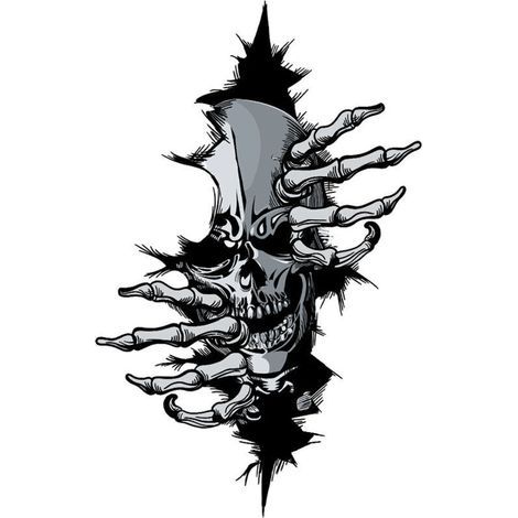 BUNTHAUS Crâne Tête De Mort Skull Horreur Stickers Décalque Autocollant Sticker Pour Voiture Véhicule Automobile Autocollant 12x18CM (1/4)