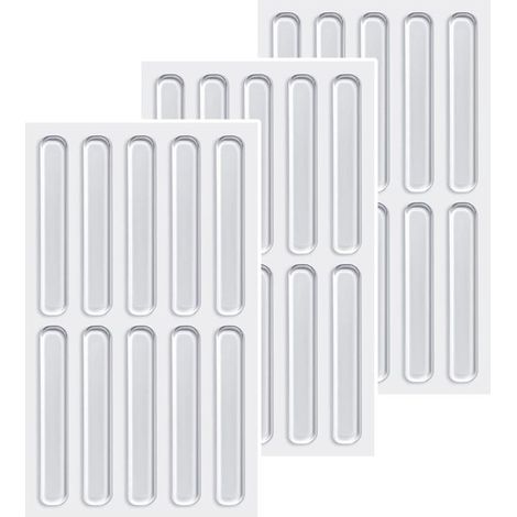 Tampons en Siliconen - Lot de 30 - Autocollants - Butoirs de Arrêts de porte - Transparents - Amortisseurs - Protection murale - Pour Meubles, Portes , tiroirs et Tables en Verres - 63 x 10 x 2 mm (1/5)