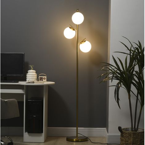 Lampada da terra 40 W con 3 paralumi in vetro, attacco E27, H 169 cm, oro HAVRYA (1/5)
