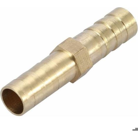 (6mm 10pcs)Raccord de Tuyau Droit à Deux Voies Raccord en Laiton Barbelé Connecteur de Tube Jonction 6/8/10/12/14/mm (1/4)
