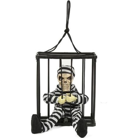 Dilwe jouet en cage de prisonnier Jouet de prisonnier d'Halloween, vibrations horrifiantes, capteur de luminaire suspendre (1/4)