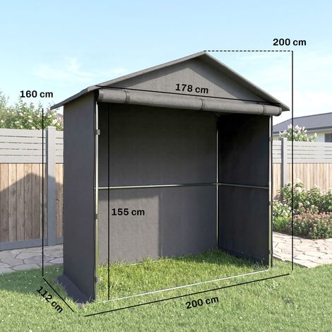 Abri de jardin 1,1 m x 2 m (avec porte sectionnelle), garage/tente pour vélos et motos, gris foncé (1/5)
