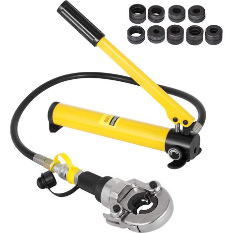 VEVOR Pinza idraulica con 9 matrici estraibili, girevole a 360°, separatore di pinze con forza di pressione 6T, Crimpatrice idraulica adatta per raccordi a forma di V/TH da 12-28 mm/16-32 mm (1/5)
