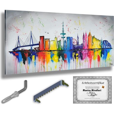Monica Mirafiori  Dipinto a mano al 100%  Quadro Amburgo  140x70cm  Dipinto dipinto a mano  Pittura acrilica  Quadro acrilico di grandi dimensioni  Arte moderna  Quadri d'arte (1/5)