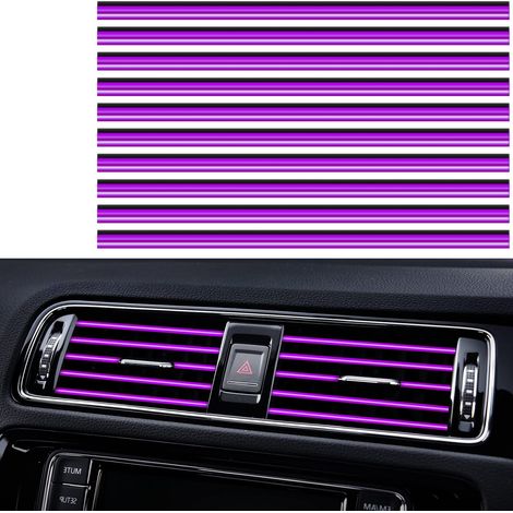 Lot de 20 bandes décoratives universelles pour grilles d'aération de climatisation automobile, étanches, flexibles et brillantes, pour tous les types de bouches d'aération, couleur violet C. (1/5)