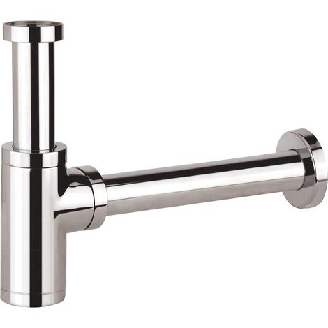 Laiton Siphon de Lavabo, Universel Siphon Design 1 1/4 x 32mm, Piège à Déchets avec Extra Long Tube d'extension 200mm, Anti Odeur Anti-fuite, Chromé (1/5)