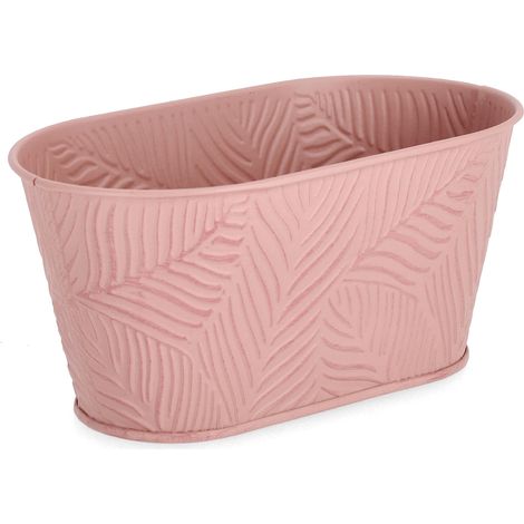 Vaso benji ovale in metallo galvanizzato h 10,7 cm -salvia (1/4)