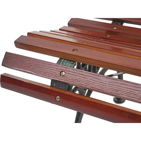 Mendler – Banc de jardin 2 places en bois d'eucalyptus – Monture en fonte – Longueur 122cm – Charge max 220kg – Pour extérieur