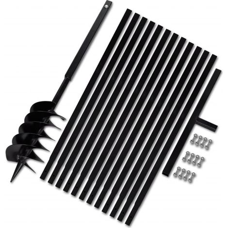 Vidaxl – Tarière manuelle 150 mm – Longueur totale 1 m – Acier ultra résistant – Rallonge 13 m pour creuser en profondeur