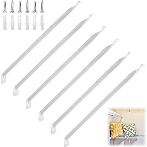 Set di 6 staffe metalliche con viti per mensole da 30 cm, adatte per armadi, gestione cavi e accessori per camper. (1/5)