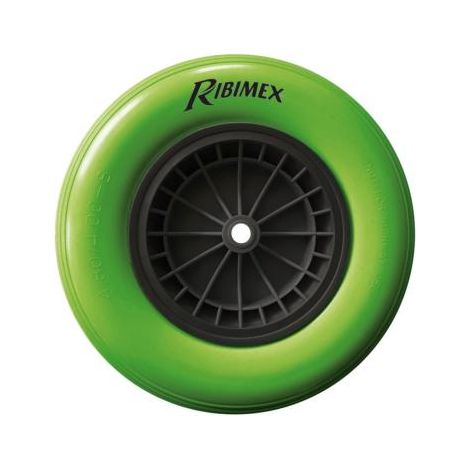 Ribitech – Roue increvable 400 mm pour brouette – Polypropylène durable – Roulement à aiguilles pour fonctionnement fluide – Axe diamètre 20 mm