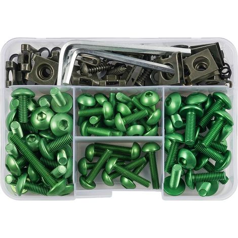 Kit de tornillos para carenado, aluminio duradero, fácil instalación, verde (1/2)
