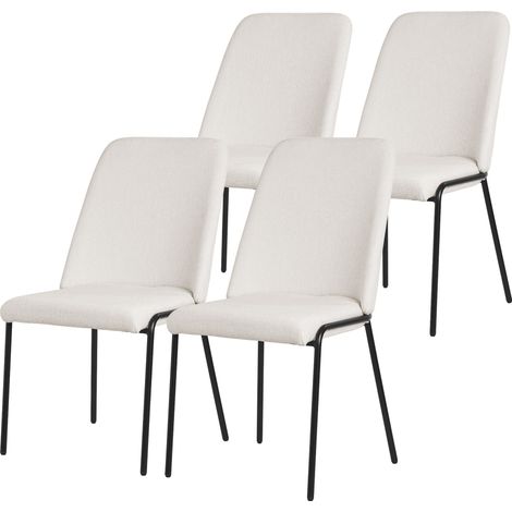ML-Design Set 4 Sedie Sala Pranzo Beige in Poliestere Gambe in Metallo, Struttura in Acciaio, con Schienale, Poltroncine Imbottite per Soggiorno e Cucina, Poltrone Ergonomiche da Reception