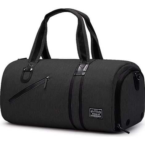 1 sac chon, sac de sport pour hommes et femmes, avec compartiment à chaussures et sac étanche noir (1/3)