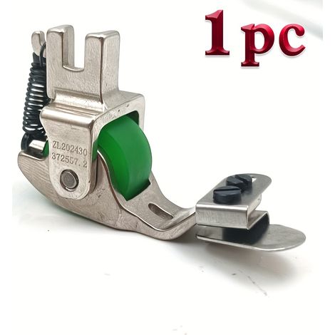 Pied-de-biche à ourlet à rouleau ajustable T351, pièce de machine à coudre industrielle avec rouleau en caoutchouc anti-dérapant breveté pour ourler des tissus synthétiques glissants, du jean et de la (1/4)