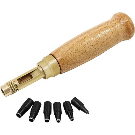 Schraubenlocher für Leder, 6 Punkte, 1,5–4 mm, austauschbarer Locher zum Nähen von Leder, Papier (1/5)