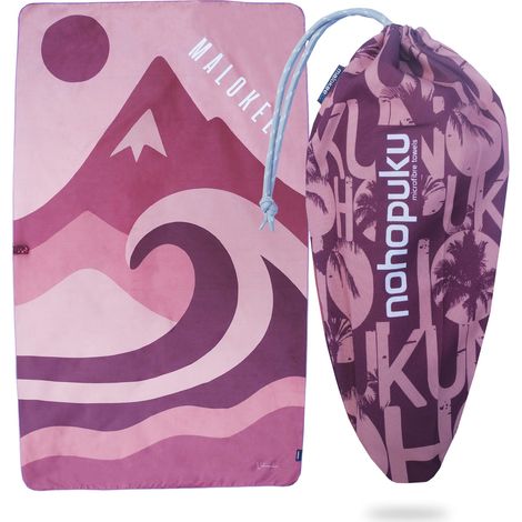 Serviette de bain de voyage en microfibre rose, 145 cm x 90 cm, avec sac (1/5)