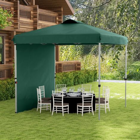 Tente Pliante Jardin Hauteur Réglable Anti-uv Mur Latéral Sacs Sable Verts Aménagement Extérieur 2,5x2,5m
