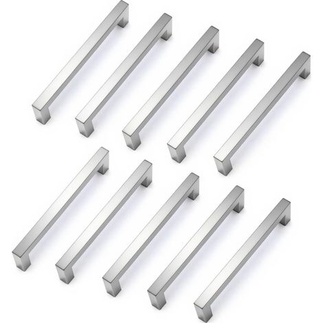 10 Poignées, Acier Inoxydable 304, Distance Trous 160 Mm, Meuble Cuisine (1/5)