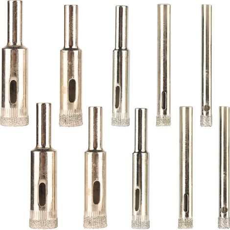 10Pcs Trou Scie Cloche Forets avec Revêtement Diamant, Trépan Foret Diamanté M5-M12 Coupeur de Forage Trou pour Verre, Porcelaine, Marbre, Céramique, Carrelage, Carreaux Vitrifiés (1/5)