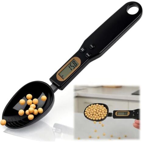 royaluxe-Cuillère Doseuse Gramme, Balance Cuillère Numérique 500 g (0,1 g), Cuillere Pese Aliment Électronique avec Écran LCD, 4 Unités de Mesure, Fonctions de Tare et de Poids pour Cuisine Chiens Epi (1/5)