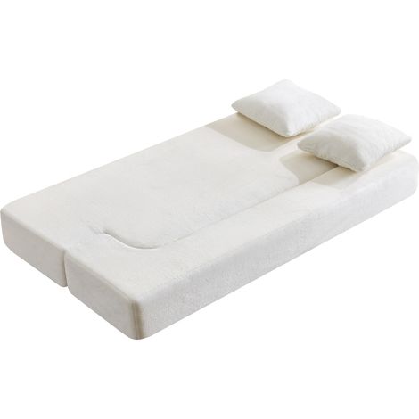 Canapé moderne convertible en lit, double usage, sans montage, facile à transporter, adapté au salon, à la chambre d'amis, à la chambre à coucher, etc., blanc (1/5)