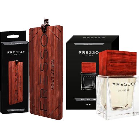 Ciondolo in legno con fragranza Fresso signature MAN + profumo per auto
