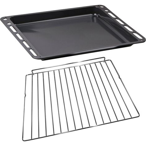 eRicambi® Kit Leccarda + Griglia per Forno, Compatibile con Smeg, Dimensioni: 460x355 (mm) Ricambi Originali, Modelli Compatibili B6GVXI9 C7GMXI8 SF6388XP SC468X Nero