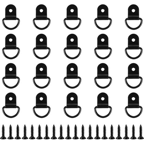 20 anneaux en D résistants, ancrages de fixation avec crochet, œillets de fixation en V pour sécuriser les charges dans les voitures, remorques, camions, motos, cargaisons, fourgonnettes, kayaks (1/5)