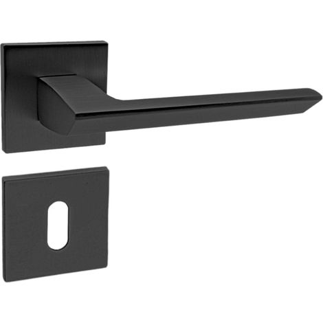 DOMINO Poignée de porte ELENA QR SLIM Noir BB Poignée avec rosace BB pour clé Noir