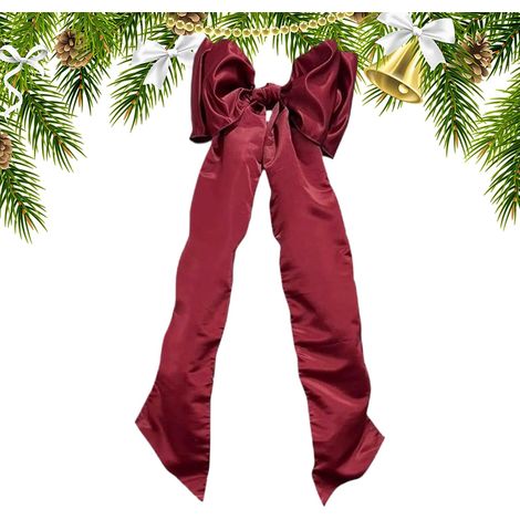 Décorations De Nœuds De Noël Grandes Décorations de Fête Rouges Ornements de Noël avec Ruban pour Sapin Pour Mur Cheminée Chambre Extérieur Porche Terrasse Bureau École Appartement Hôtel (1/5)