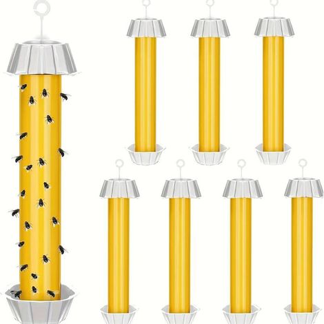 Lot de 8 pièges à mouches d'intérieur et d'extérieur, comprenant des pièges à moustiques et à mouches des fruits à suspendre, pour éliminer les insectes indésirables. (1/5)