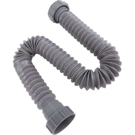 Kit de siphon P télescopique souple pour évier cuisine mono - solution d'évacuation avec adaptateur, joint étanche et raccords anti-fuite (1/5)