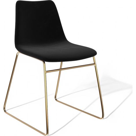 ORION91 Silla DEMBE Terciopelo Negro Estructura Dorado Mate (79,5x47x54 cm) Comedor Salón Hostelería - SpazioLuzio - Pack x2 (1/5)