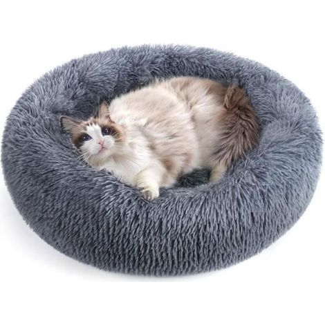 Bardusch - Panier pour chat/chien Rond en Peluche pour et Confortable Lavable-60cm-Gris Foncé (1/4)