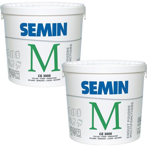 Enduit Multifonctions Semin - CE 3000 - pour Coller, Fixer, Reboucher, Aplanir, Lisser et Décorer - Prêt à l'emploi - Intérieur - Seau de 15 kg (lot de 2) (1/5)