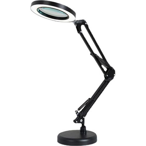 5X LED Magnifying Lamp, Desk Magnifying Lamp with Adjustable Rotating Arm, Glass Lens, for Maintenance, Crafts, Reading, Sewing, Black (1/4)